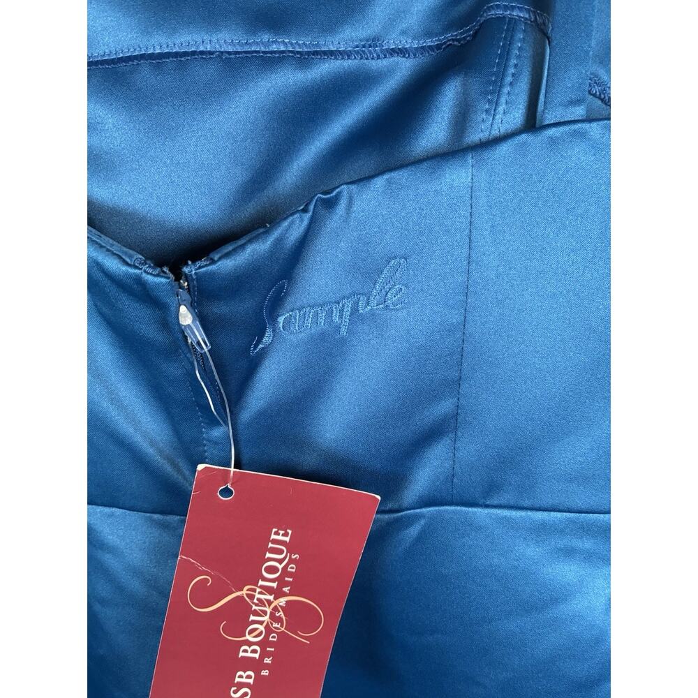 SB Boutique Bridesmaids Size 10 Blue Satin Cocktail Dress NWT Sample Unique - Picture 3 of 7